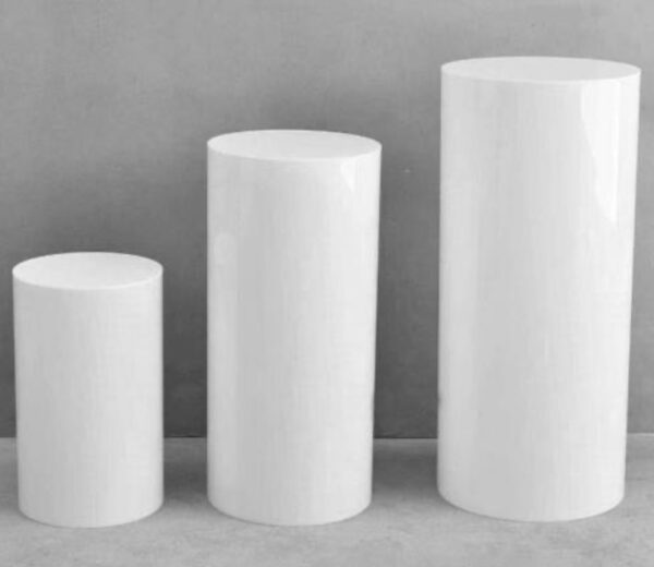 Set of 3 White Round Plinths